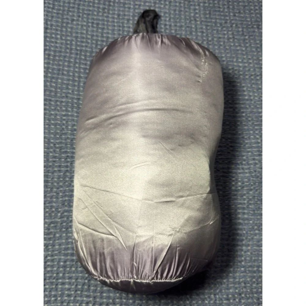 Blue Ridge Down Puffer Throw Blanket Metallic Silver Packable Quilted Camping